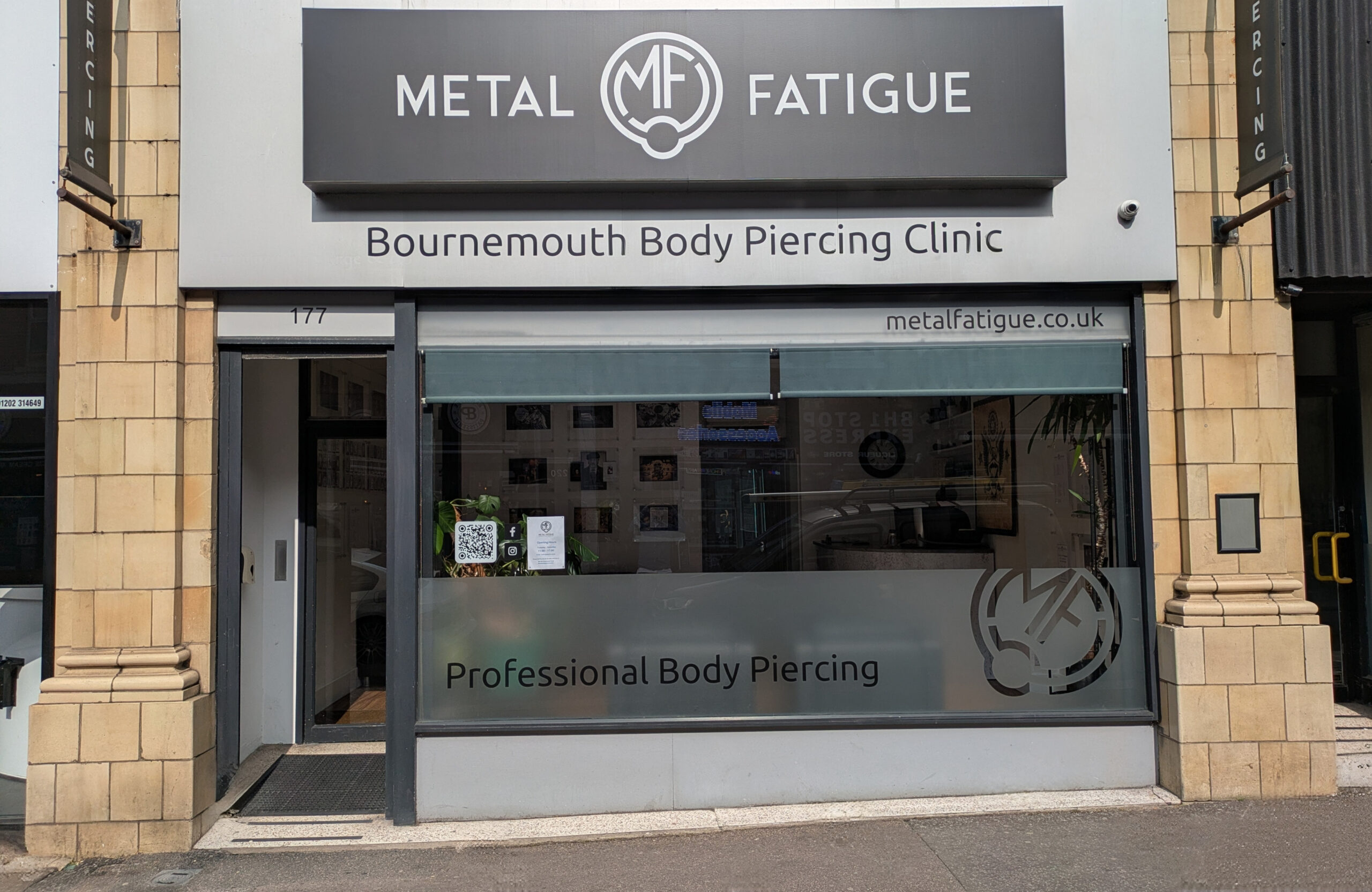 Metal Fatigue Piercing Studio Bournemouth's Shop Front
